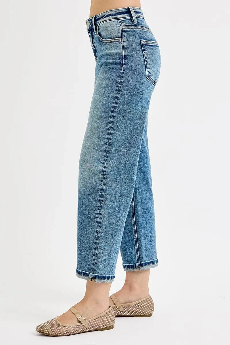 Women Plus Size High Rise Crop Jeans - ShalayeFashion