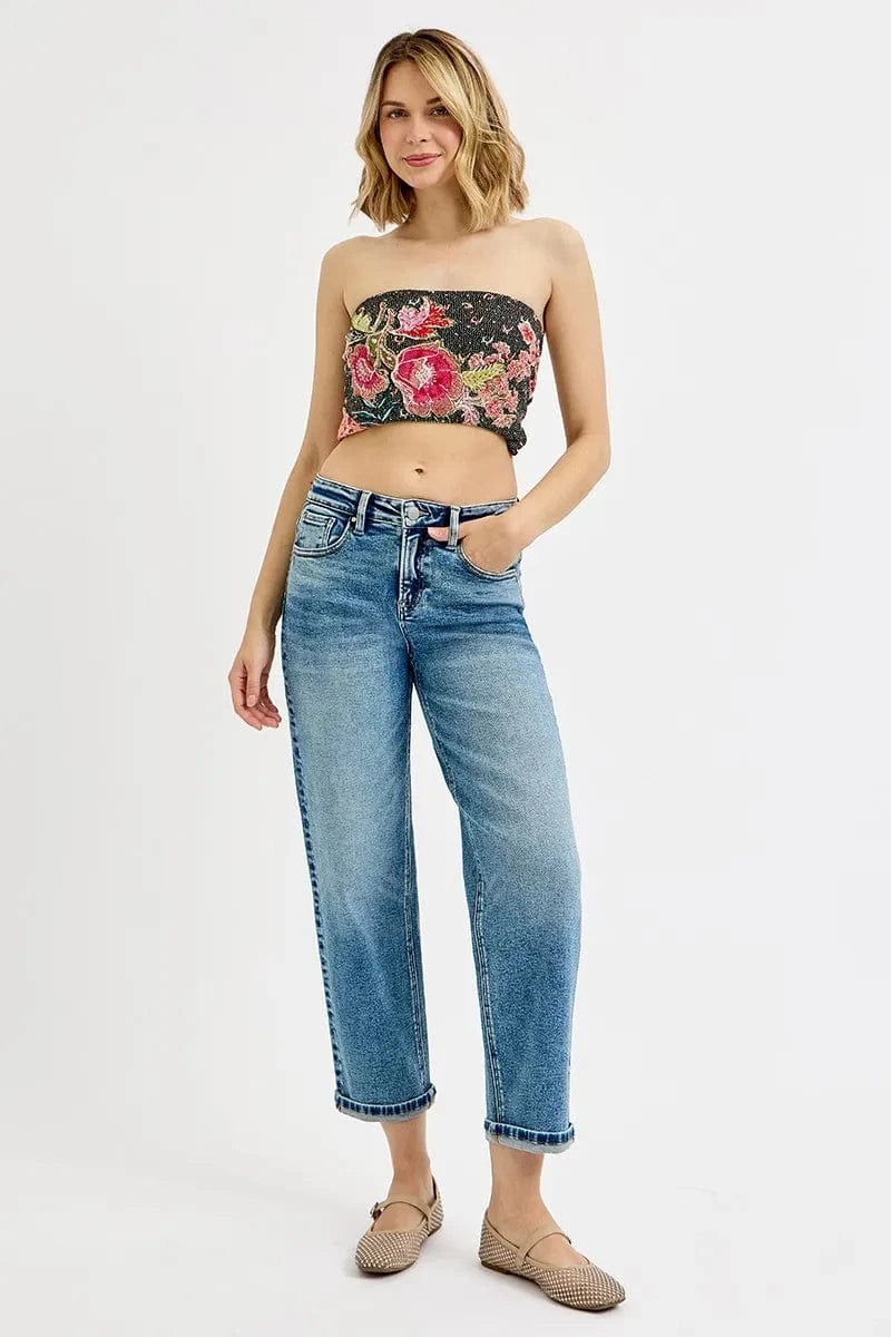 Women Plus Size High Rise Crop Jeans - ShalayeFashion
