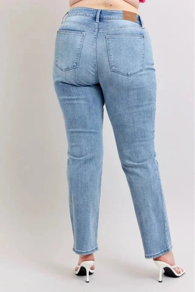 Women Plus Size High Waist Dad Jeans - ShalayeFashion