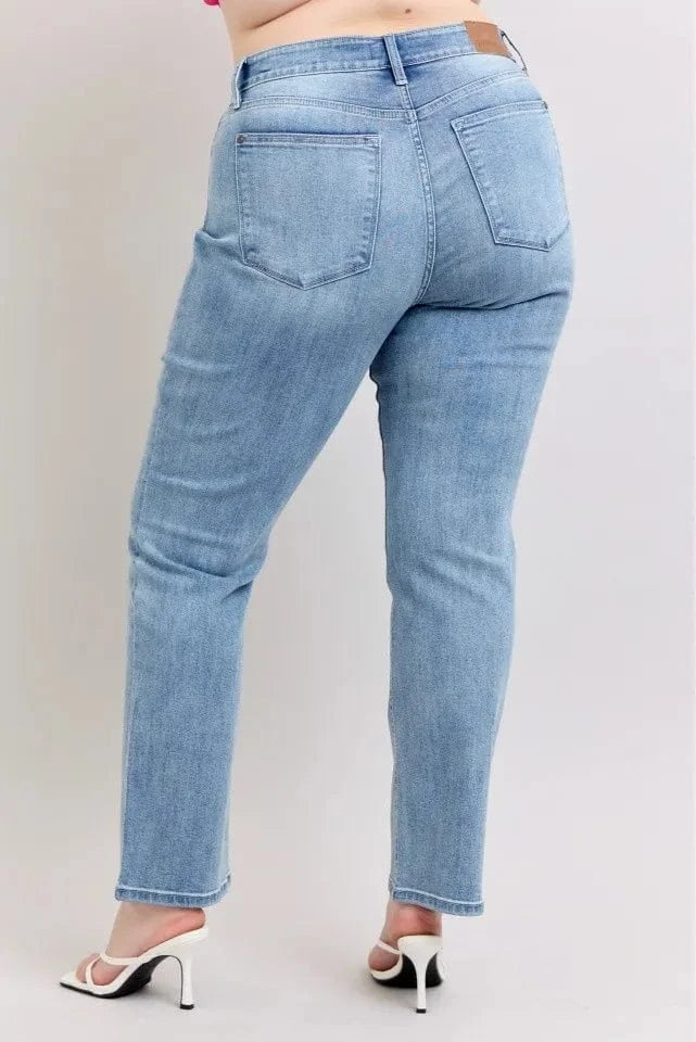 Women Plus Size High Waist Dad Jeans - ShalayeFashion