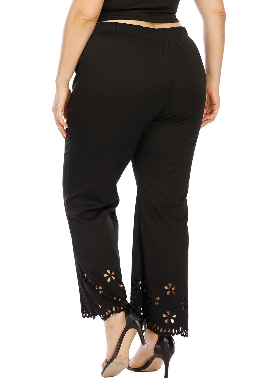 Women Plus Size Openwork Detail Pants - ShalayeFashion