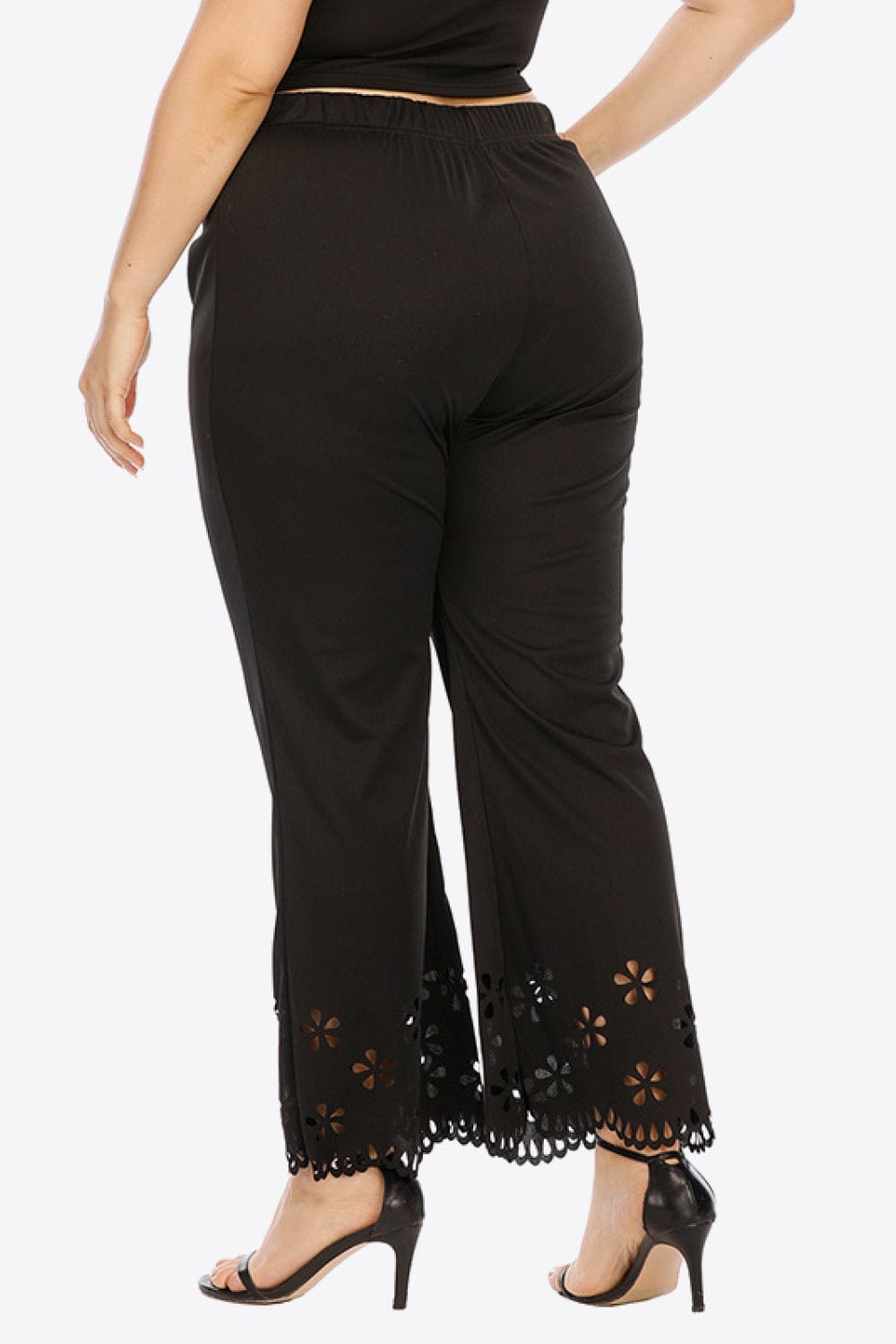 Women Plus Size Openwork Waist Pants - ShalayeFashion