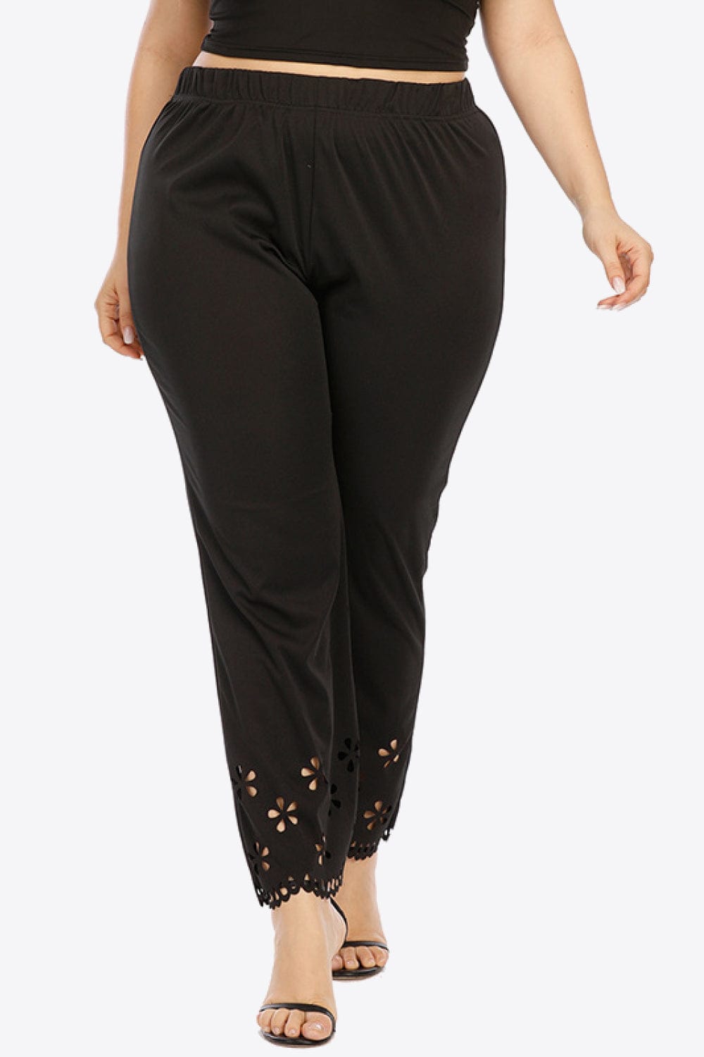 Women Plus Size Openwork Waist Pants - ShalayeFashion