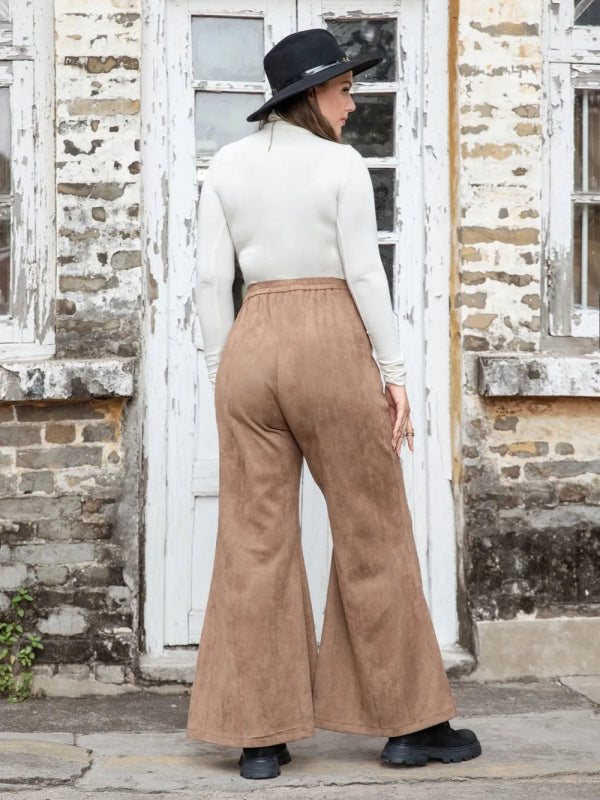 Women Plus Size Pocket Flare Pants - ShalayeFashion