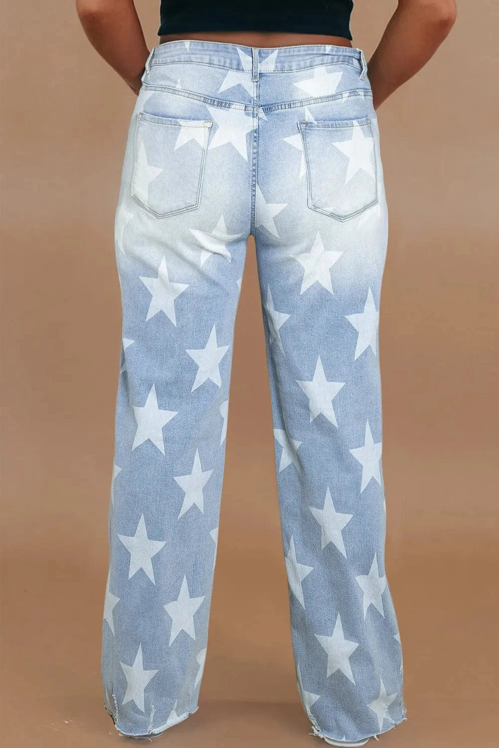 Women Plus Size Star Straight Leg Jeans - ShalayeFashion