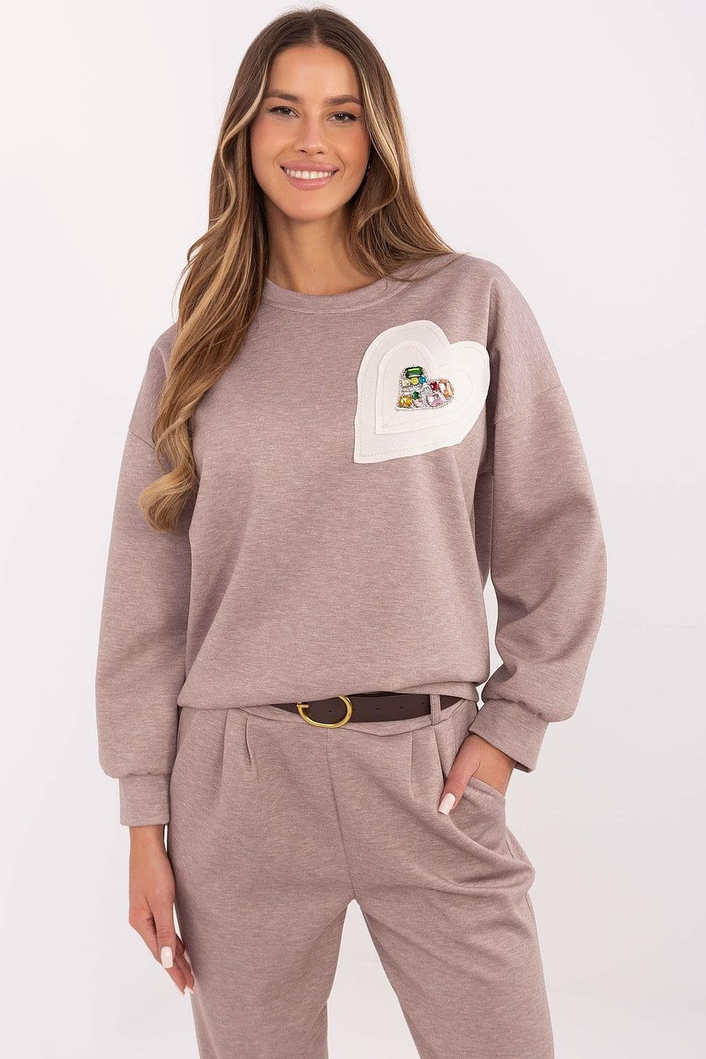 Women Pullover Heart Patch Zircons - ShalayeFashion