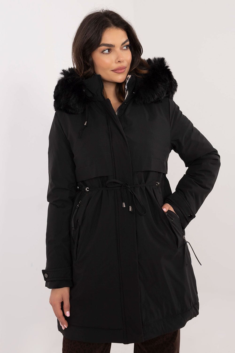 Women Quilted Jacket Synthetic Down Belt - ShalayeFashion