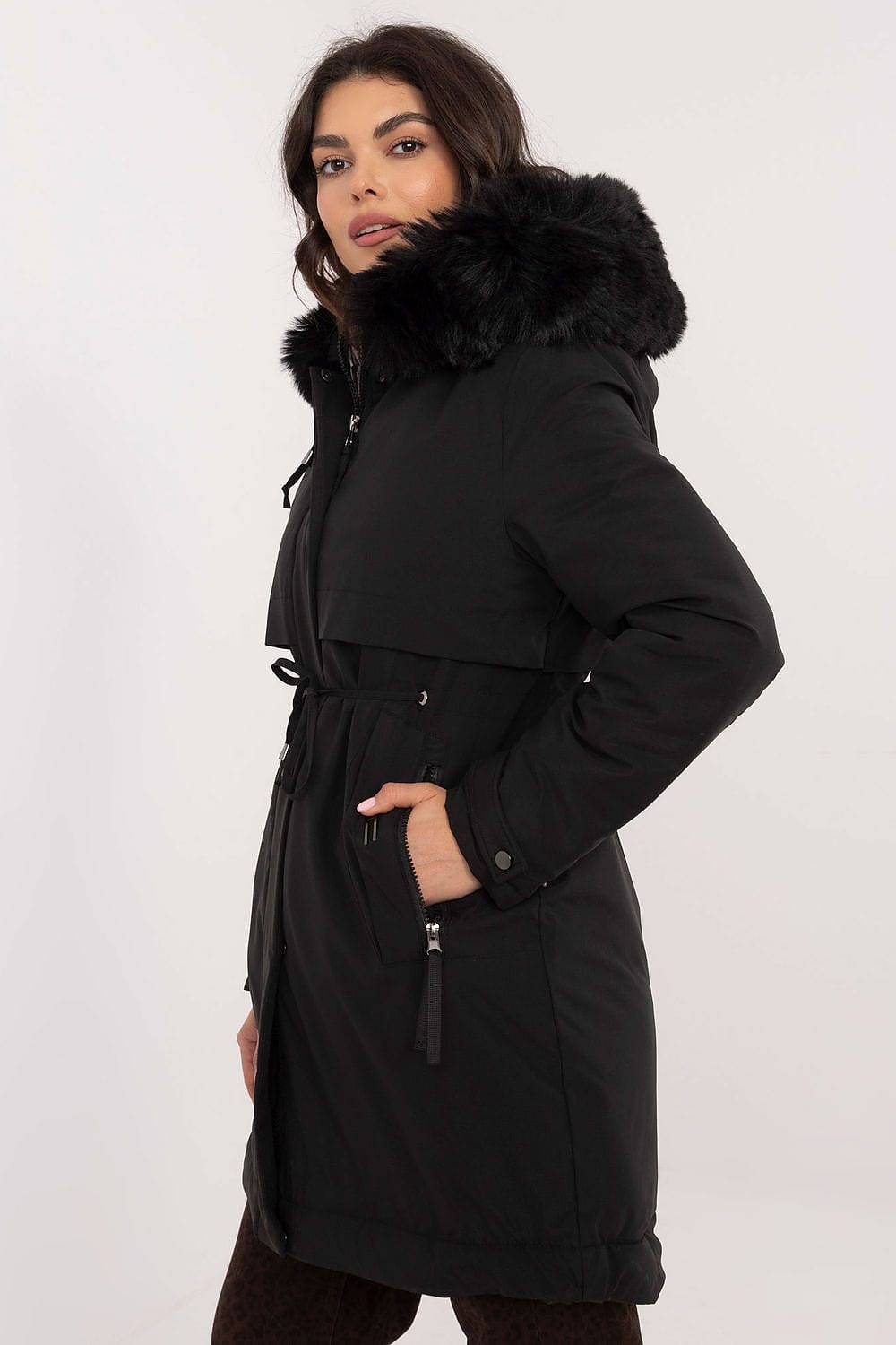 Women Quilted Jacket Synthetic Down Belt - ShalayeFashion