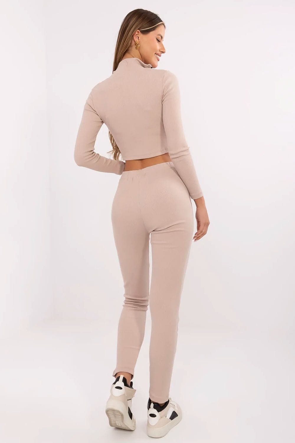 Women Ribbed Set Cotton Elastane Zip - ShalayeFashion