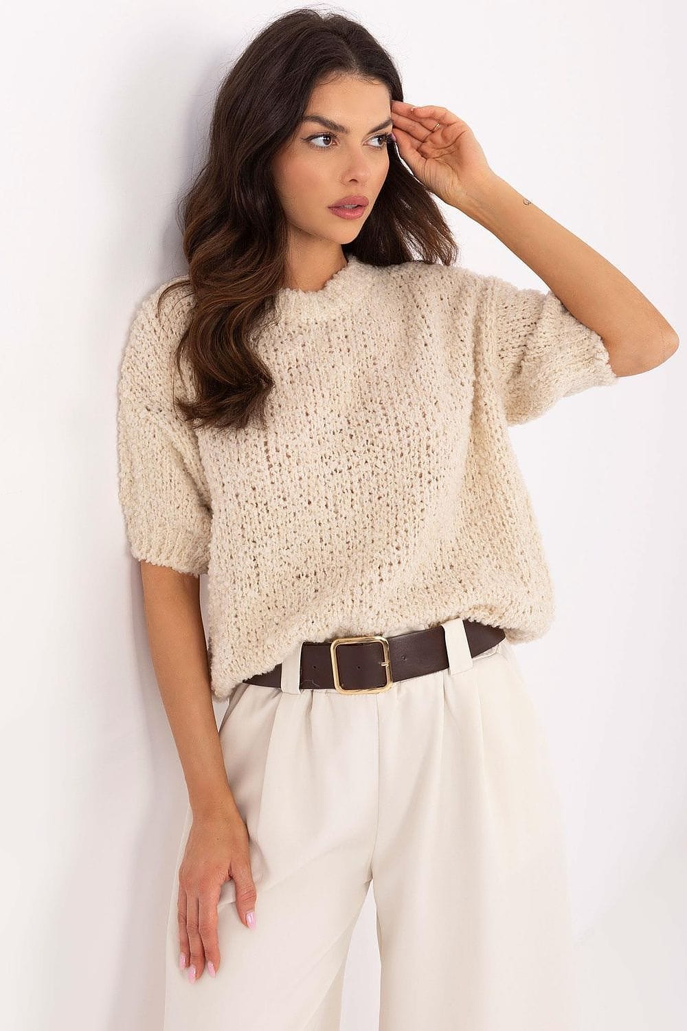 Women Short Sleeve Sweater Classic - ShalayeFashion