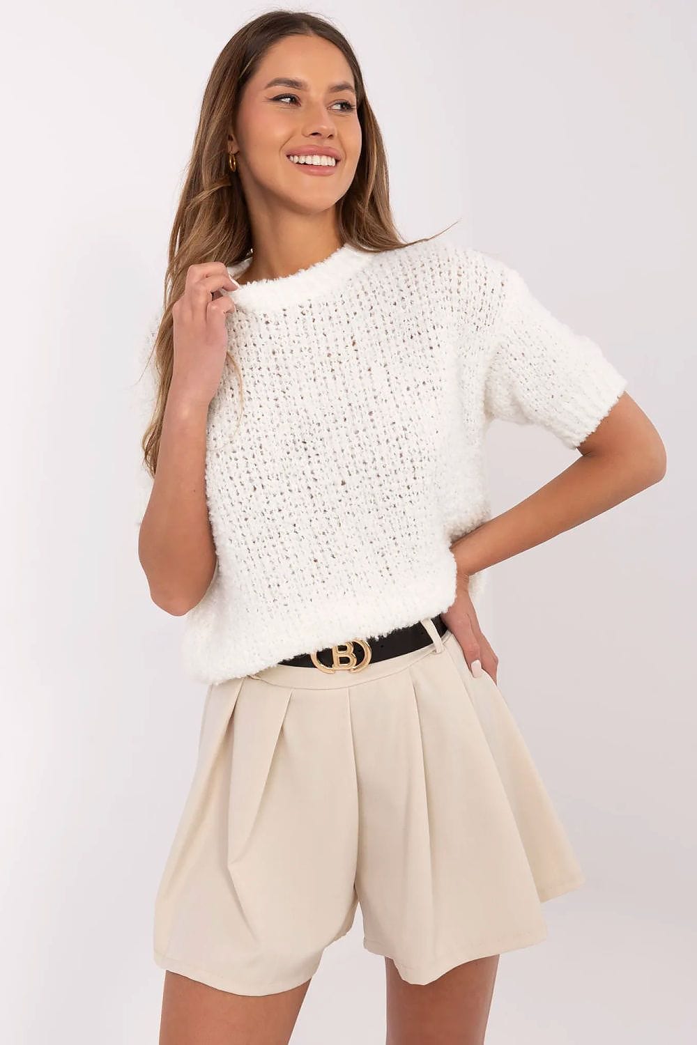 Women Short Sleeve Sweater Classic - ShalayeFashion