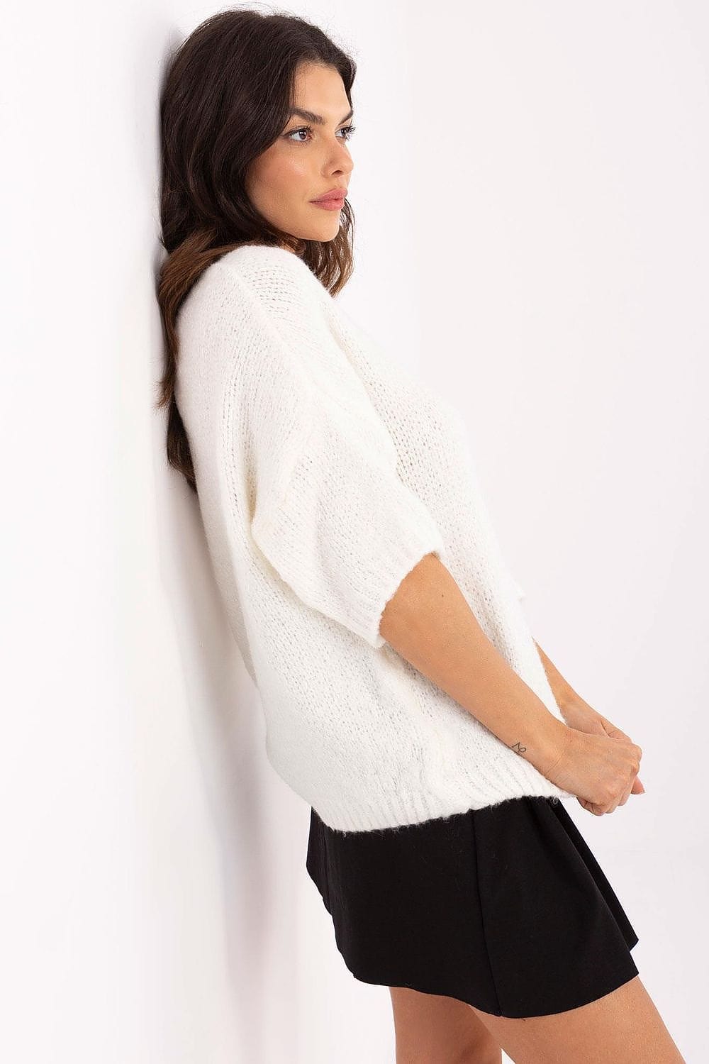 Women Short Sleeve Sweater V Neck - ShalayeFashion