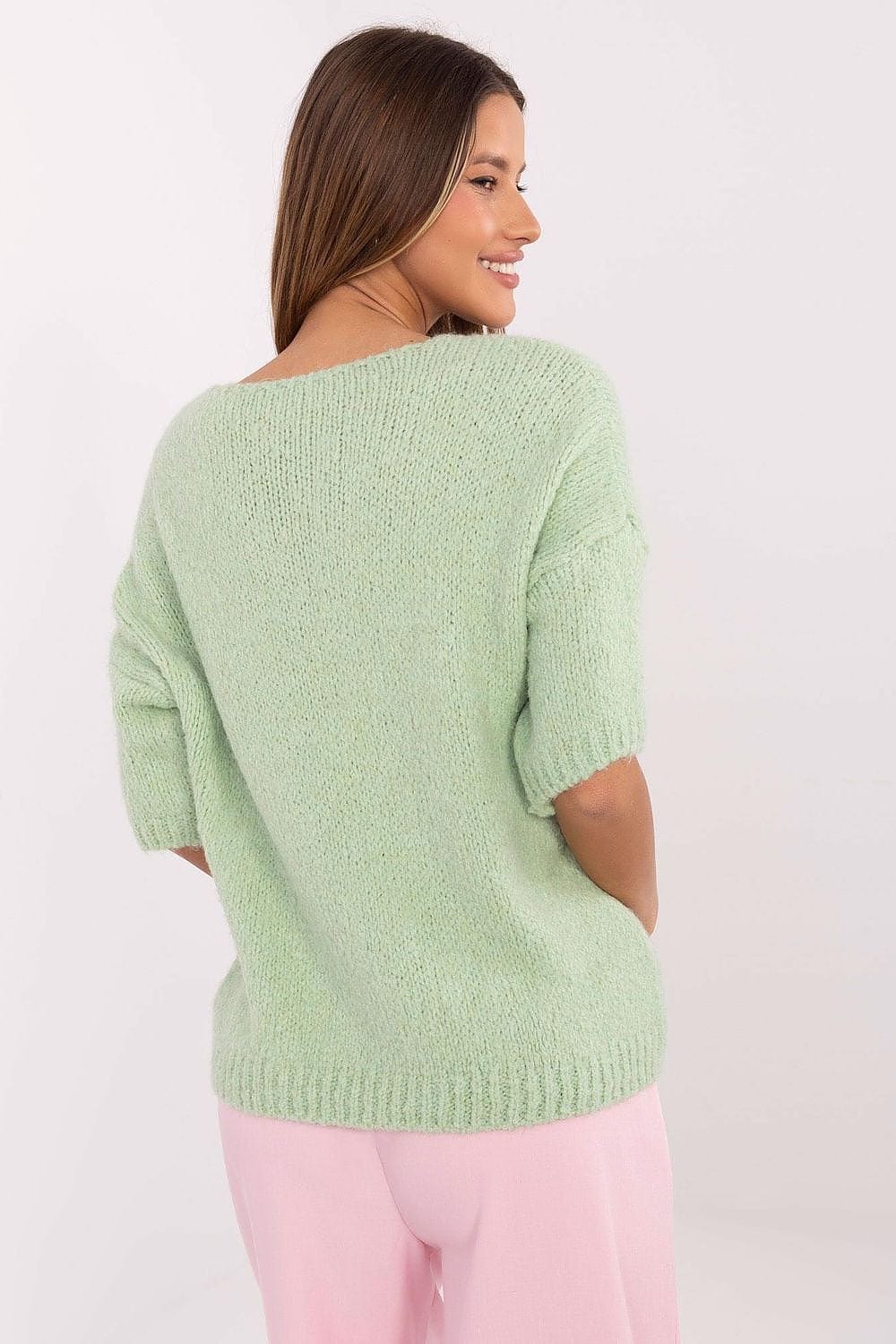 Women Short Sleeve Sweater V Neck - ShalayeFashion