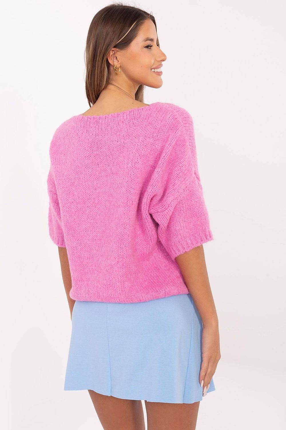 Women Short Sleeve Sweater V Neck - ShalayeFashion