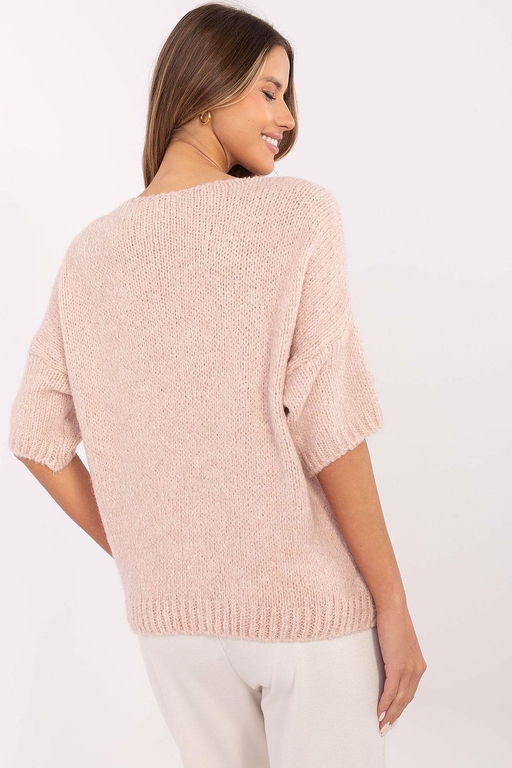 Women Short Sleeve Sweater V Neck - ShalayeFashion