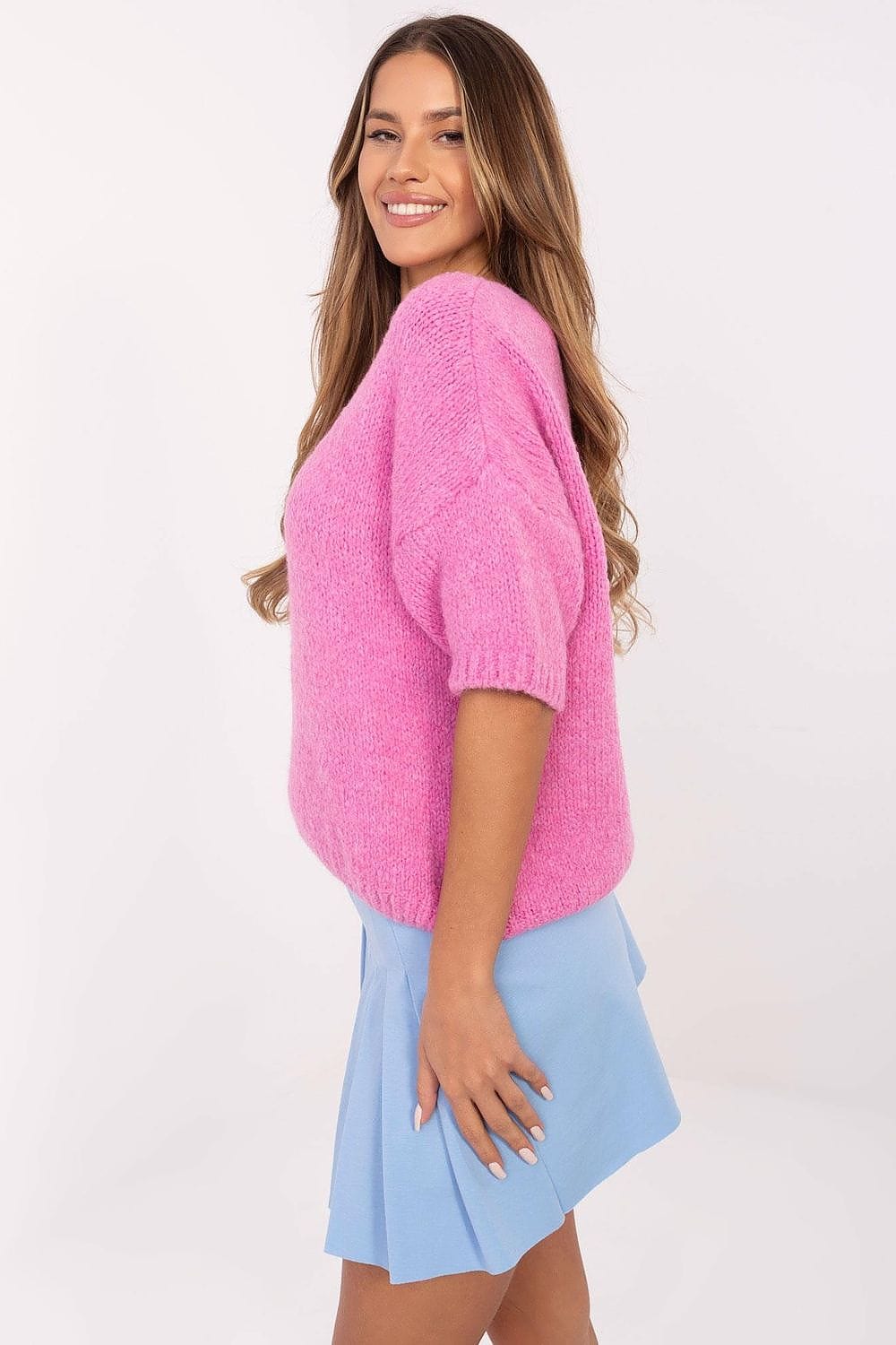 Women Short Sleeve Sweater V Neck - ShalayeFashion
