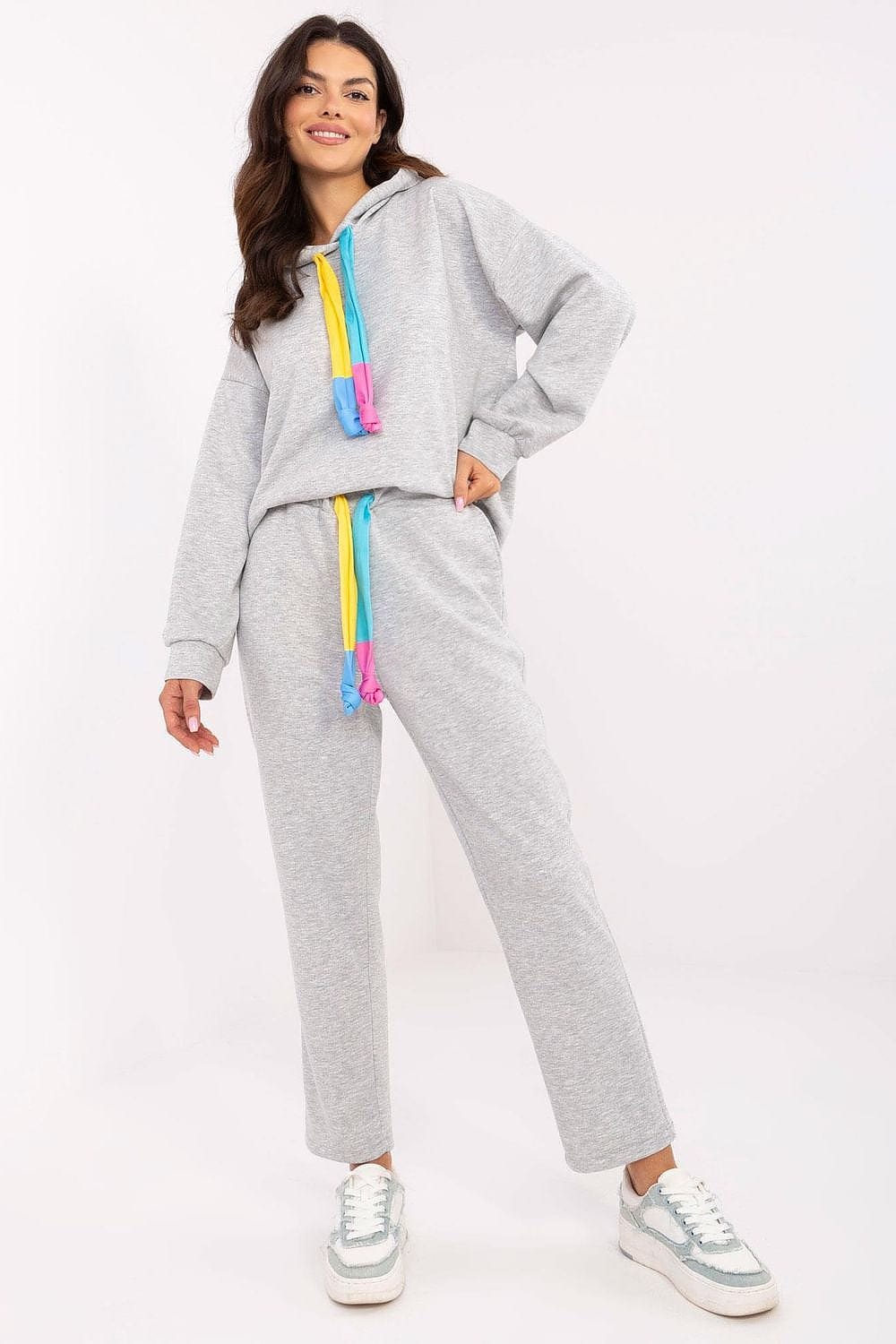 Women Sweat Suit Set Melange Gray - ShalayeFashion