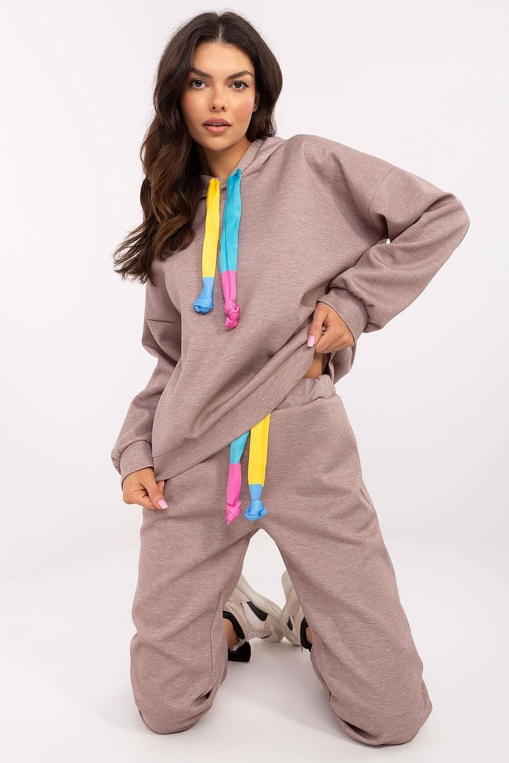 Women Sweat Suit Set Melange Gray - ShalayeFashion