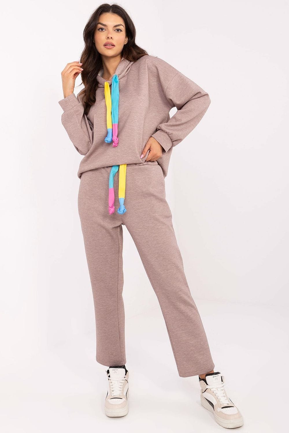 Women Sweat Suit Set Melange Gray - ShalayeFashion