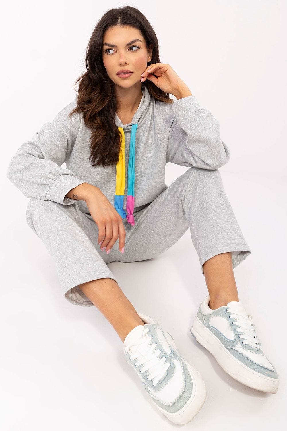 Women Sweat Suit Set Melange Gray - ShalayeFashion
