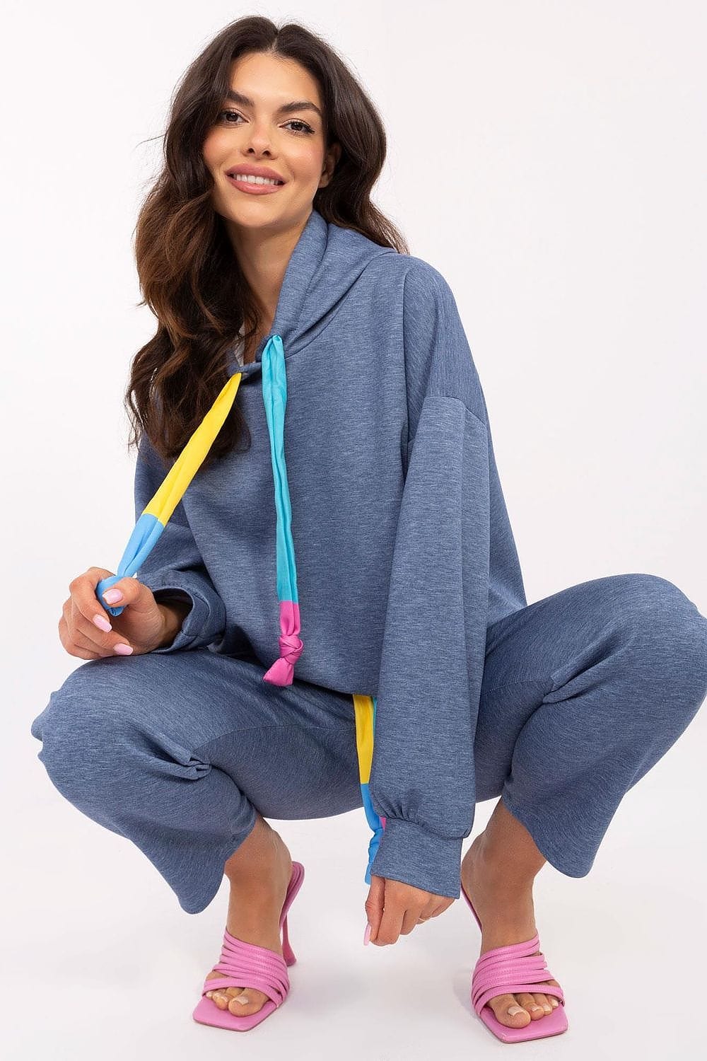 Women Sweat Suit Set Melange Gray - ShalayeFashion
