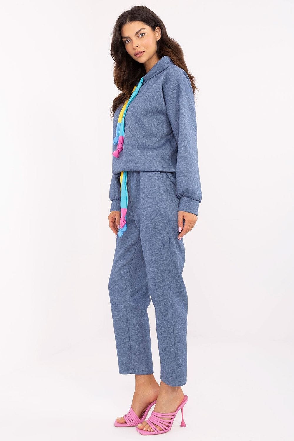 Women Sweat Suit Set Melange Gray - ShalayeFashion
