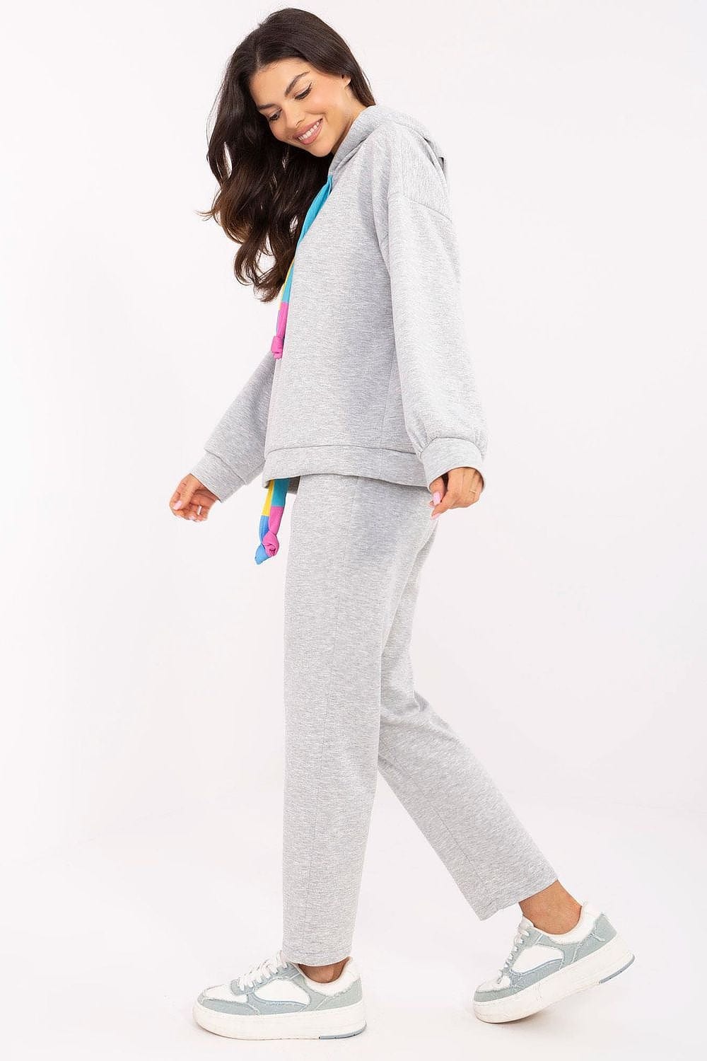 Women Sweat Suit Set Melange Gray - ShalayeFashion