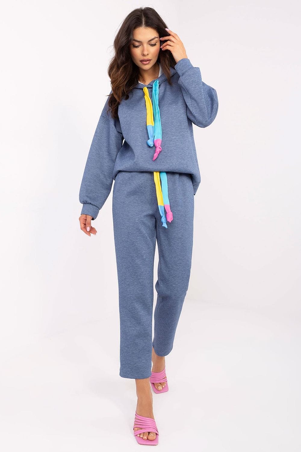 Women Sweat Suit Set Melange Gray - ShalayeFashion