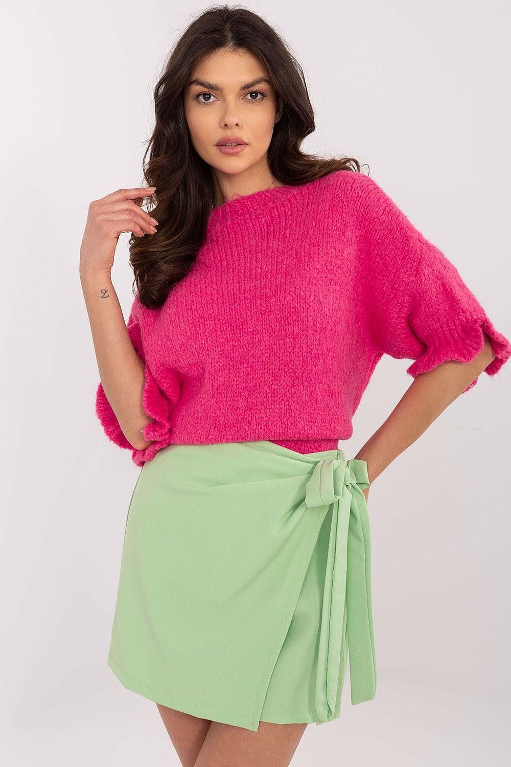 Women Sweater 3/4 Sleeve Ruffles - ShalayeFashion