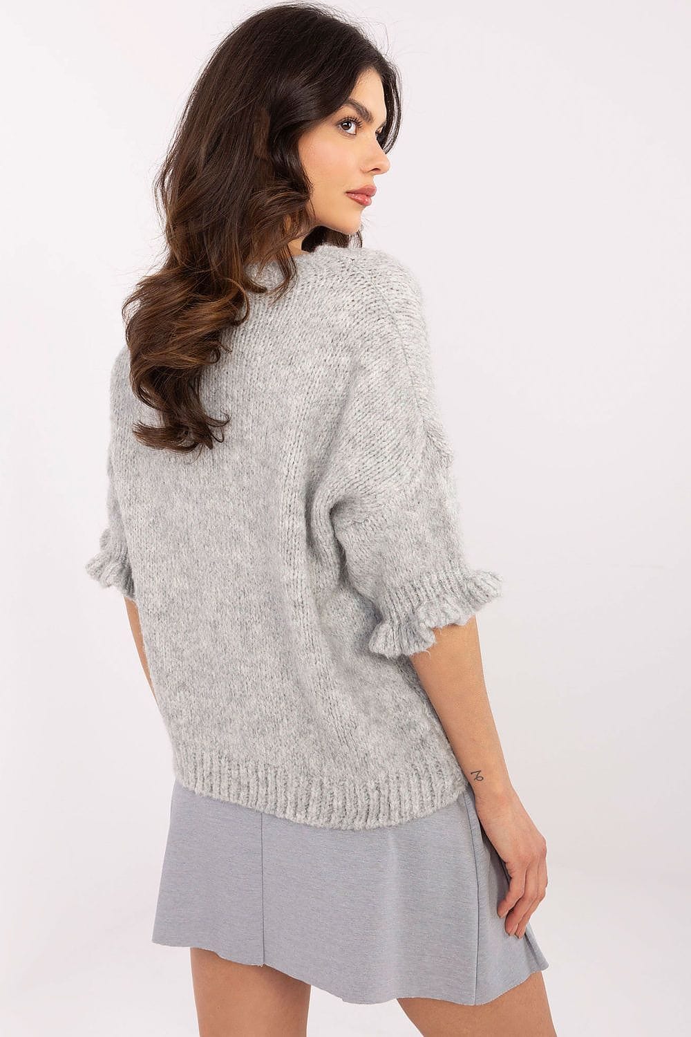 Women Sweater 3/4 Sleeve Ruffles - ShalayeFashion