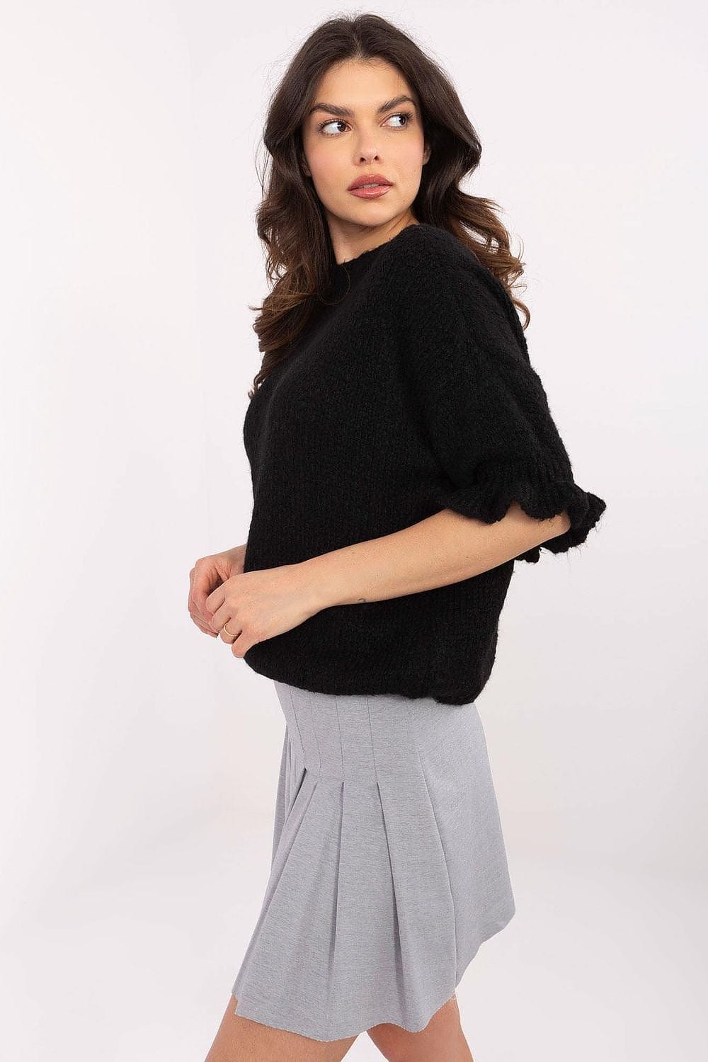 Women Sweater 3/4 Sleeve Ruffles - ShalayeFashion