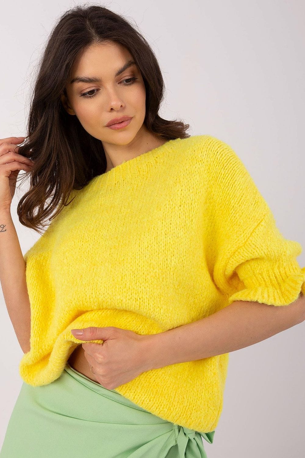 Women Sweater 3/4 Sleeve Ruffles - ShalayeFashion