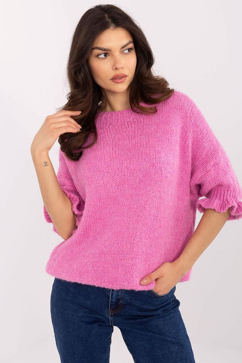 Women Sweater 3/4 Sleeve Ruffles - ShalayeFashion