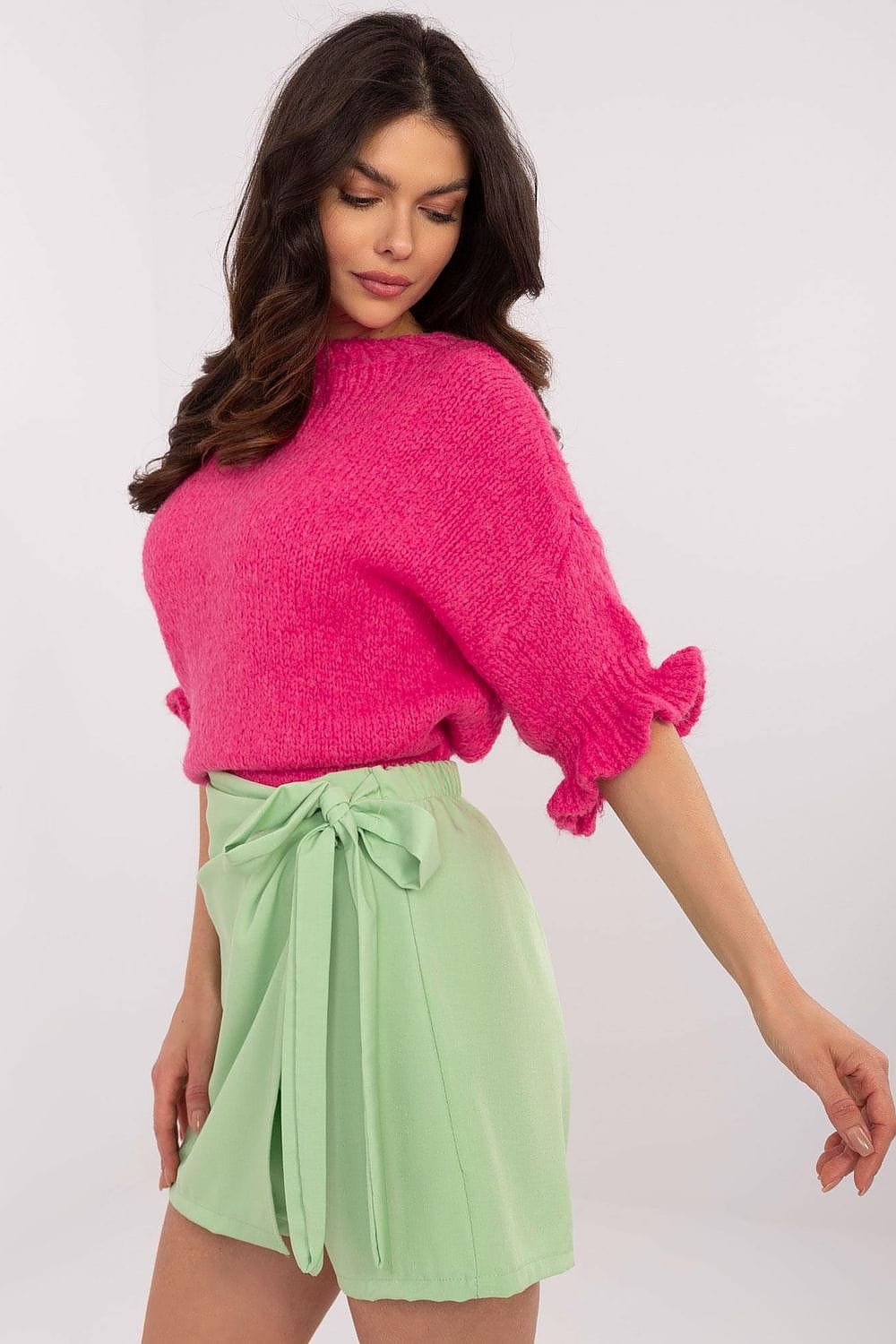 Women Sweater 3/4 Sleeve Ruffles - ShalayeFashion