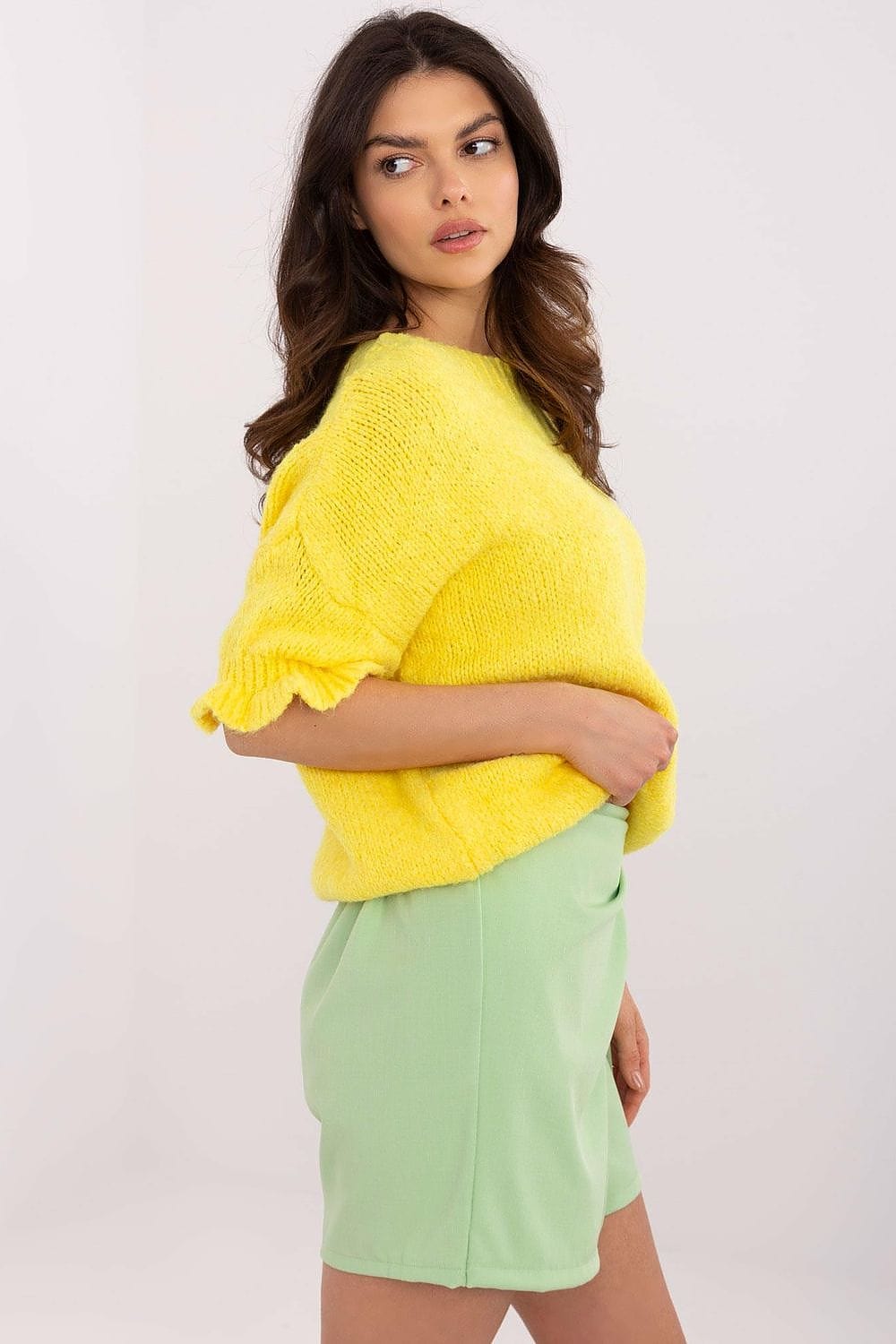 Women Sweater 3/4 Sleeve Ruffles - ShalayeFashion