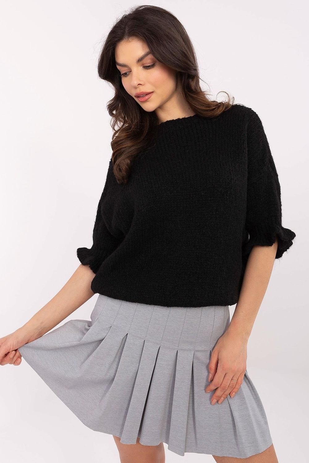 Women Sweater 3/4 Sleeve Ruffles - ShalayeFashion
