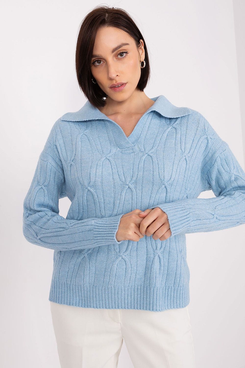 Women Sweater Collar Textured - ShalayeFashion