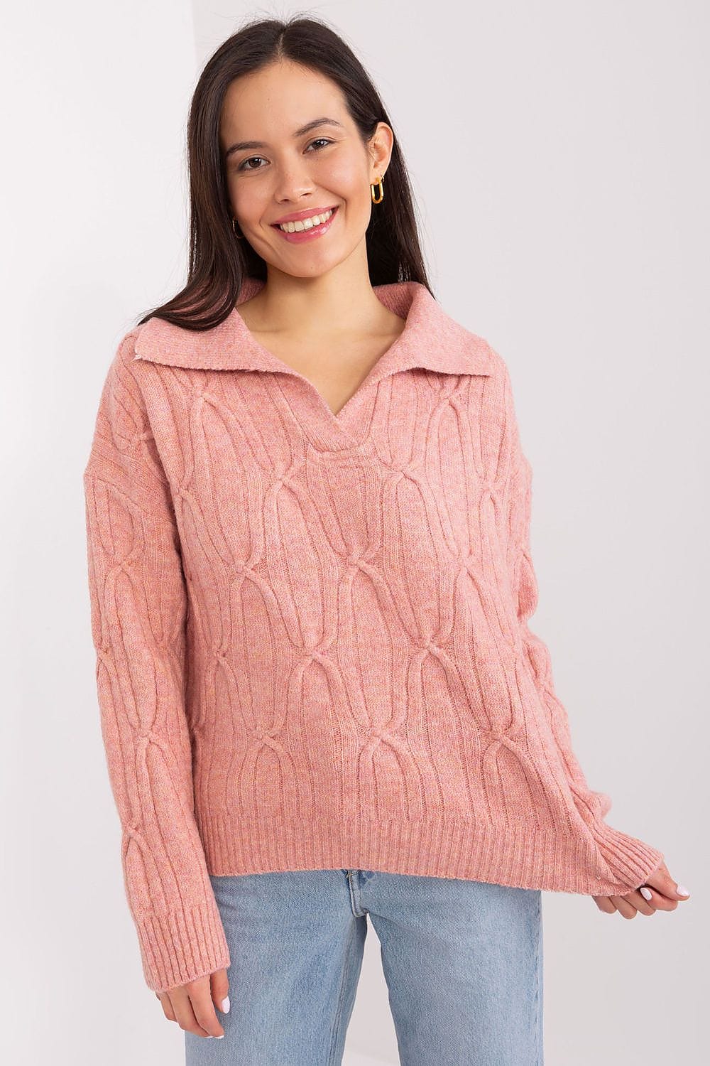 Women Sweater Collar Textured - ShalayeFashion
