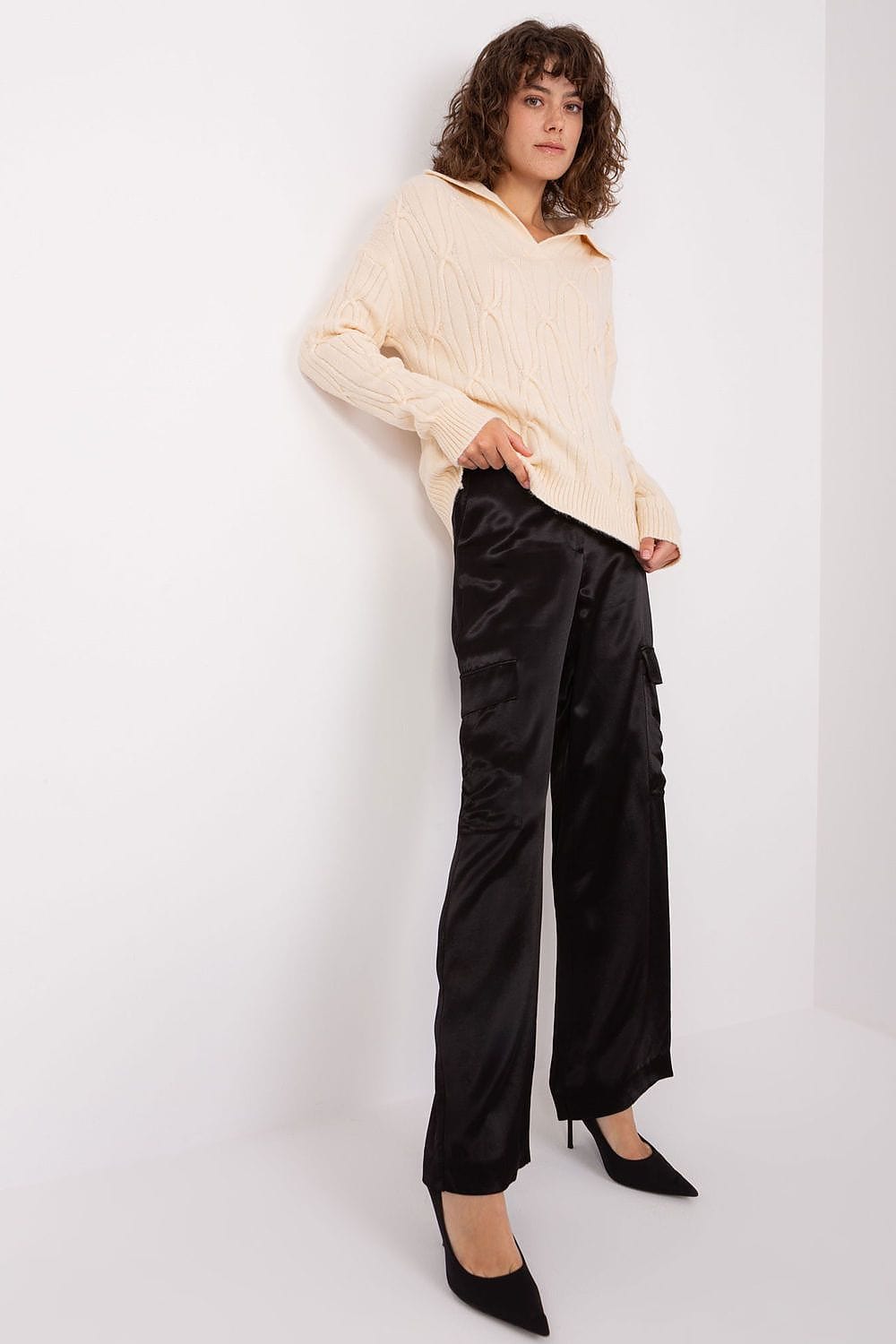 Women Sweater Collar Textured - ShalayeFashion