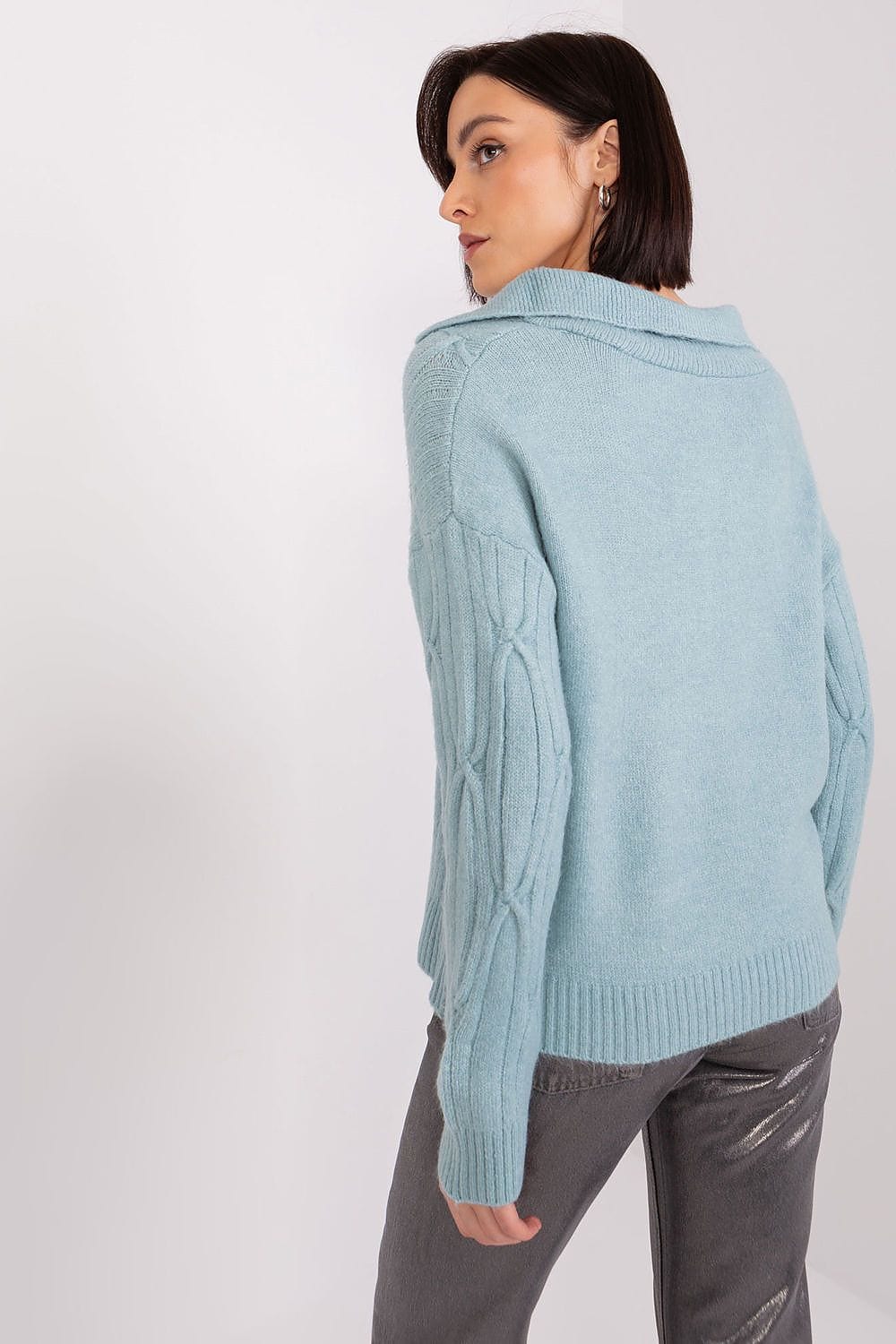 Women Sweater Collar Textured - ShalayeFashion