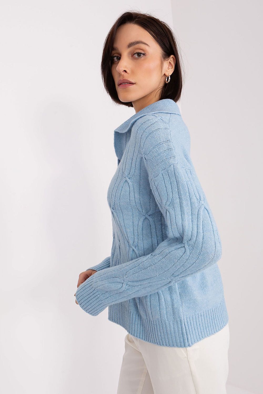 Women Sweater Collar Textured - ShalayeFashion