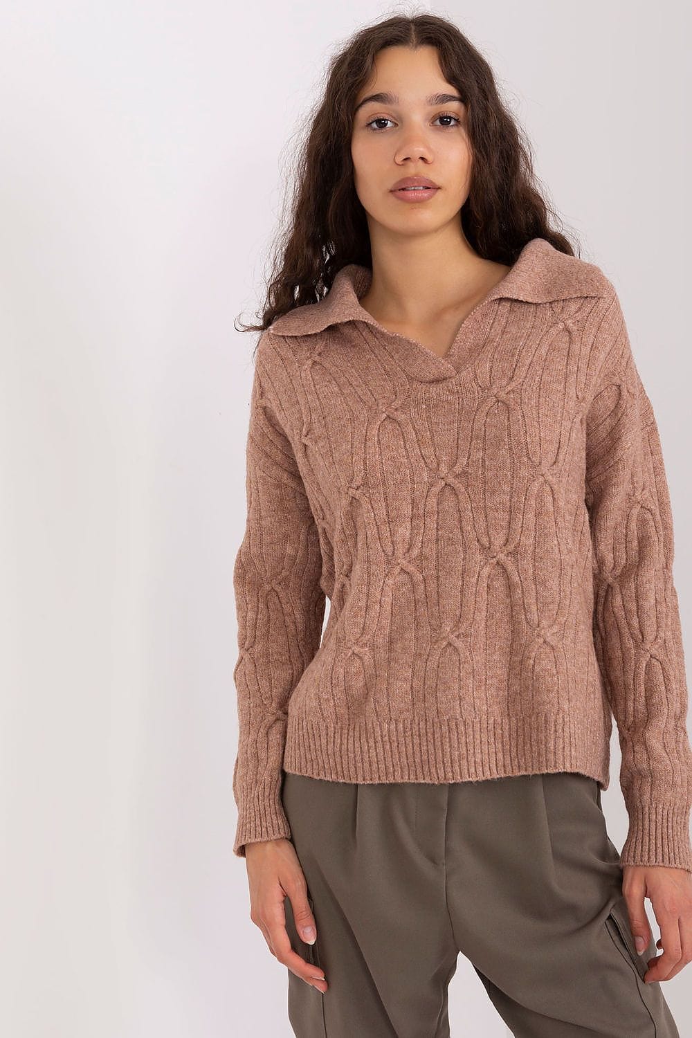 Women Sweater Collar Textured - ShalayeFashion
