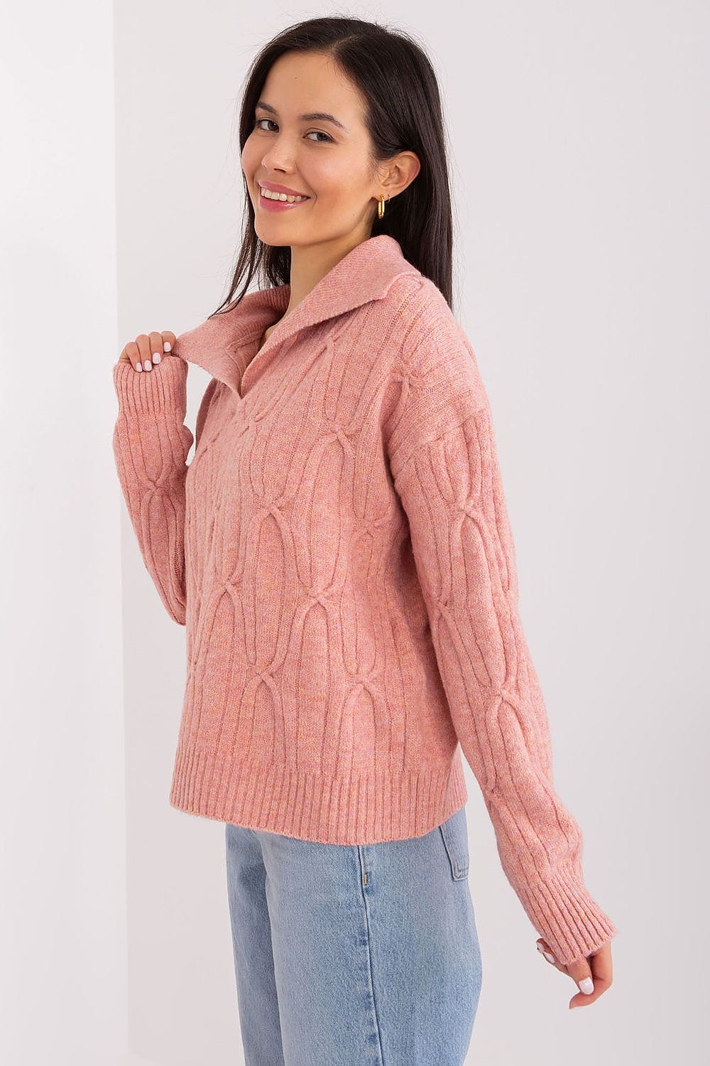 Women Sweater Collar Textured - ShalayeFashion