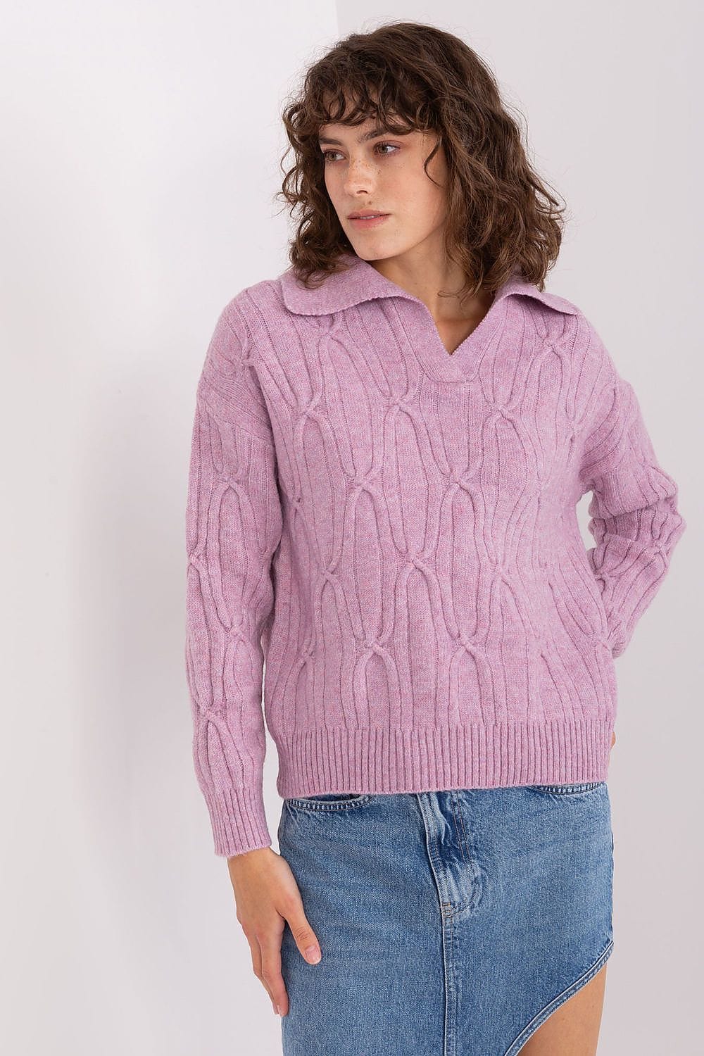 Women Sweater Collar Textured - ShalayeFashion