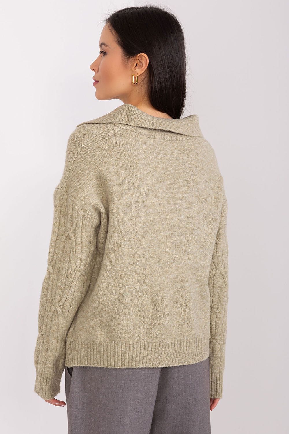 Women Sweater Collar Textured - ShalayeFashion