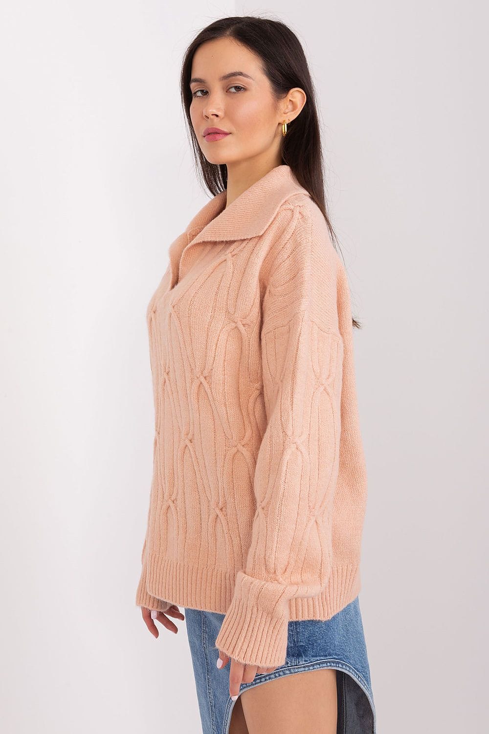 Women Sweater Collar Textured - ShalayeFashion