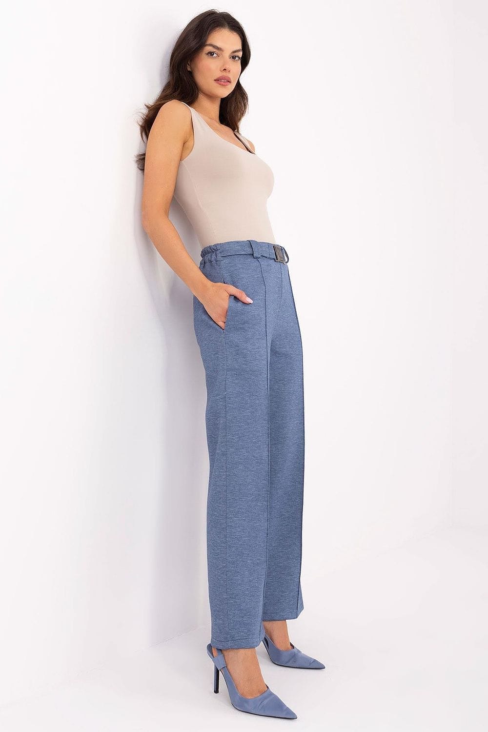 Women Sweatpants High Waist Belt Cuffs - ShalayeFashion
