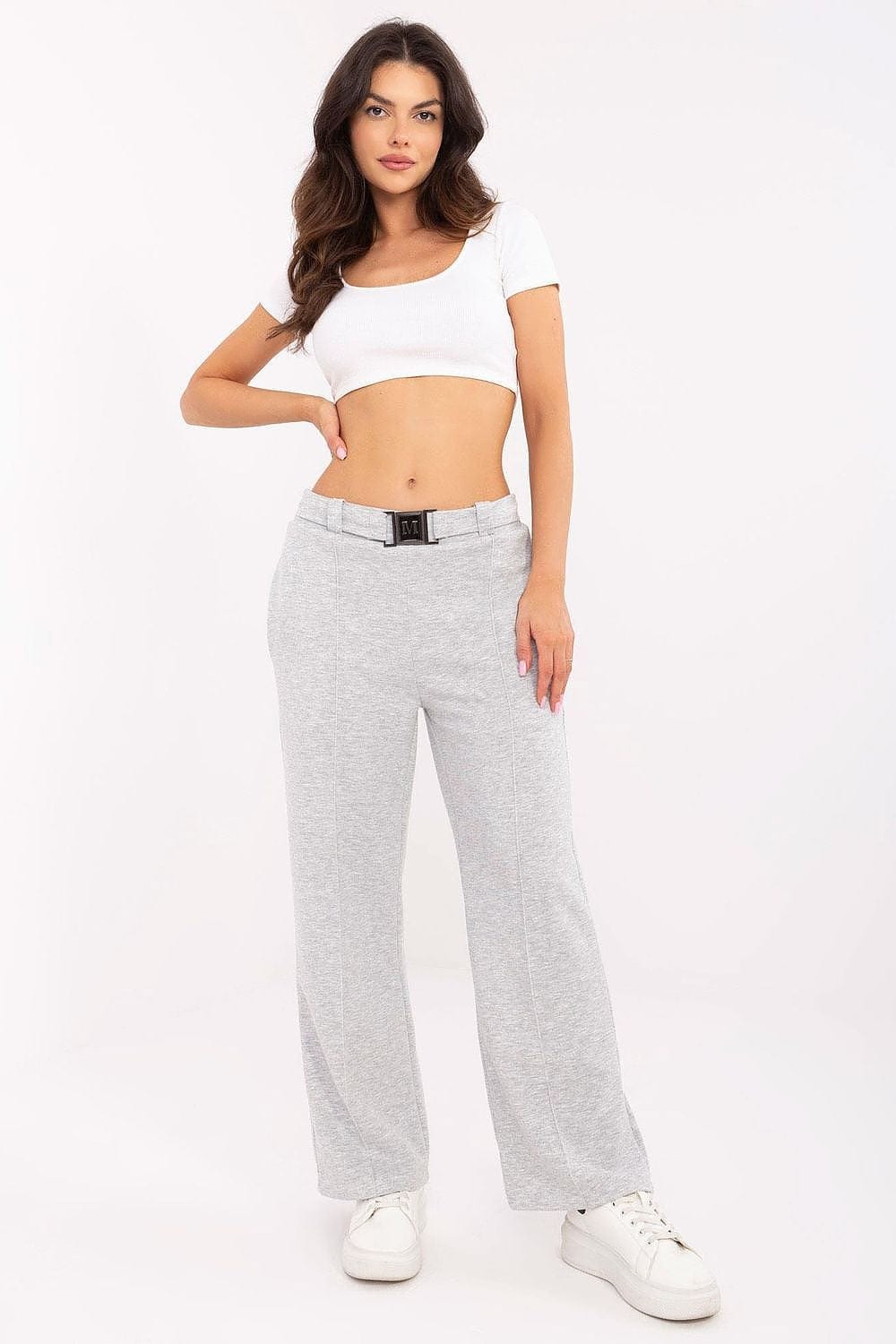 Women Sweatpants High Waist Belt Cuffs - ShalayeFashion