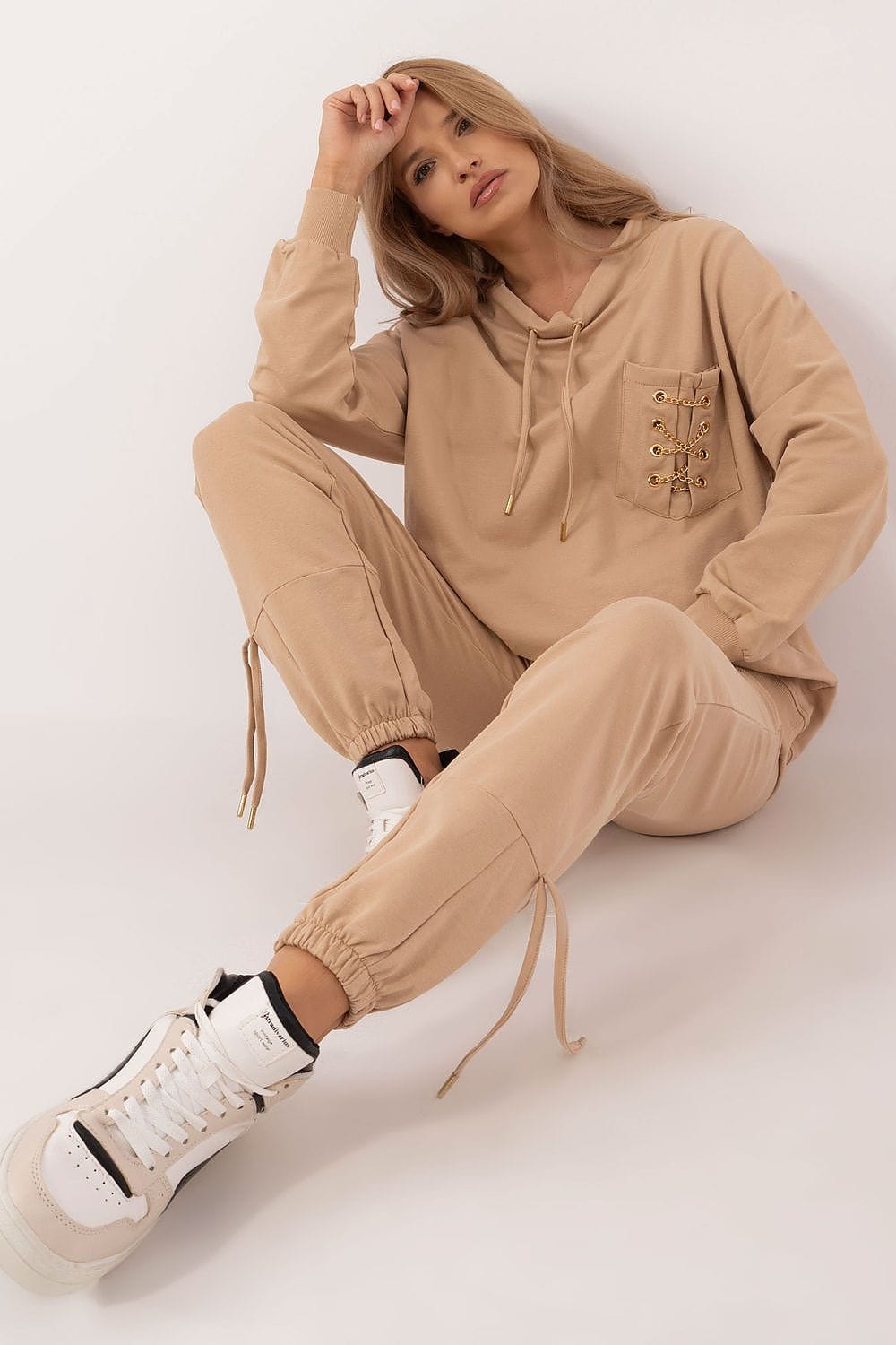 Women Tracksuit Set Cotton Elastane Chain - ShalayeFashion