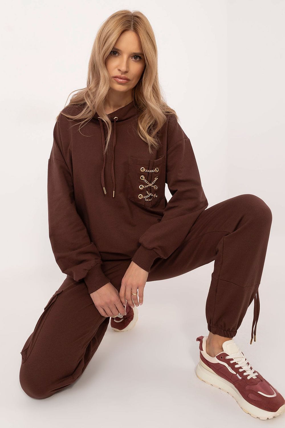 Women Tracksuit Set Cotton Elastane Chain - ShalayeFashion